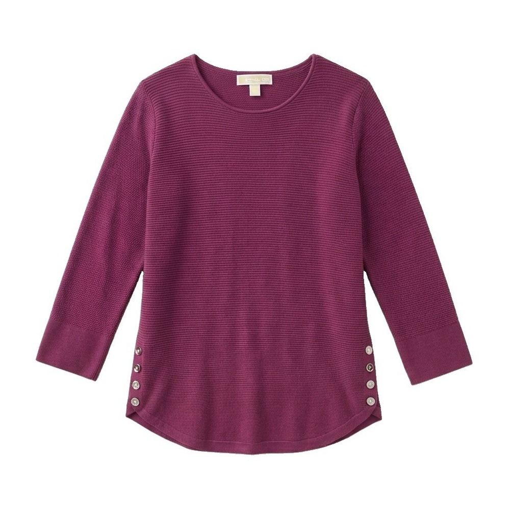 Michael Kors Women’s Size Large Knit Maroon Pullover Sweater With Button Decals